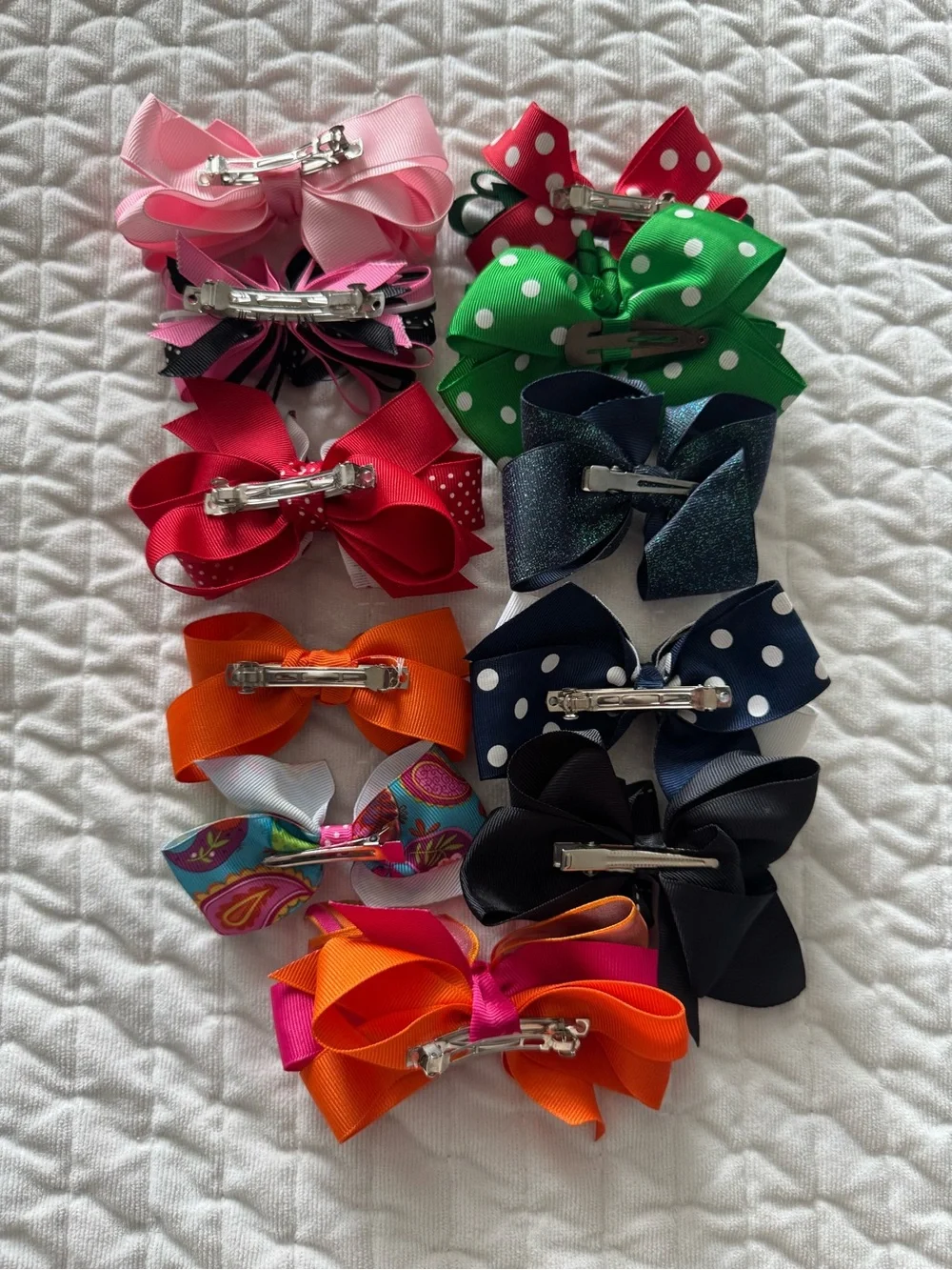 Assorted Kids Hair Bows - Pink, Green, Red, Orange, Navy, Black, Multicolor